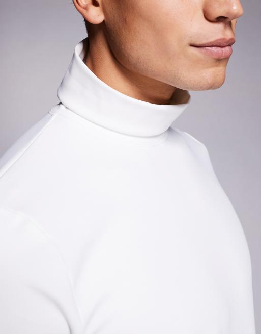 ASOS 4505 – Ski – Vit underställströja i svettavledande termofleece med polokrage, 5 av 5