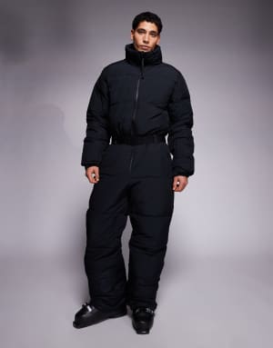 ASOS 4505 Ski water repellent insulated puffer ski suit in black