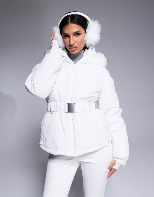 ASOS 4505 Ski water repellent insulated ski jacket in white ASOS