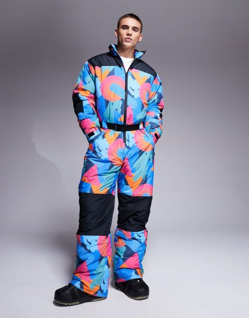 ASOS 4505 Ski water repellent insulated ski suit in retro 80s print