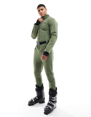 ASOS 4505 Ski water repellent ski suit with skinny leg in khaki