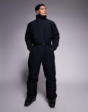 ASOS 4505 Ski water repellent straight fit belted ski suit in black