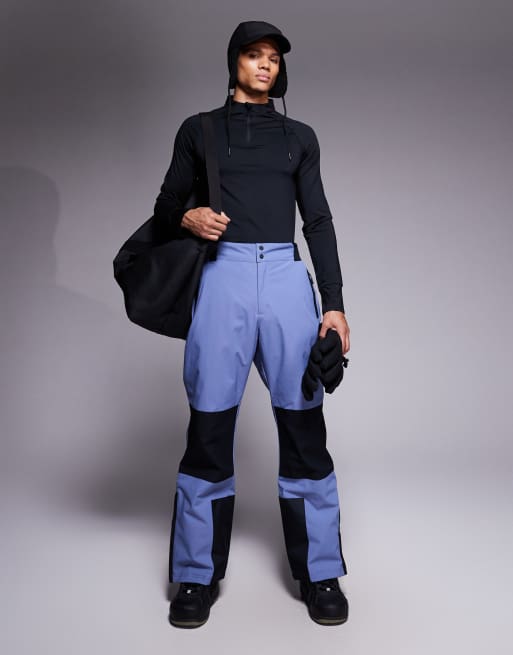 ASOS 4505 - Ski - Waterafstotende skibroek met rechte pijpen in zwart en lichtblauw