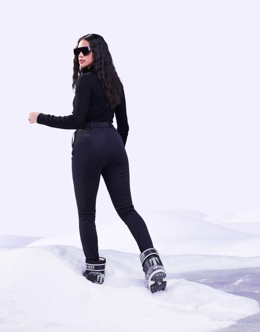 LADIES WOMEN SKI PANTS PULL ON SLIM ELASTICATED STIRRUP TROUSER