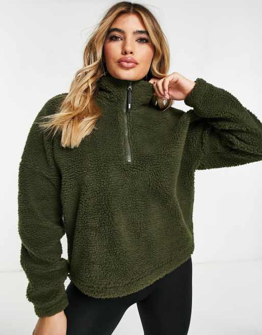 ASOS 4505 – Skioberteil aus Teddymaterial mit kurzem Reißverschluss