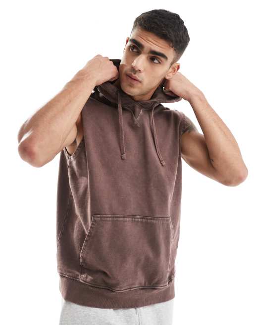 ASOS 4505 sleeveless oversized training hoodie with quick dry in washed brown ASOS