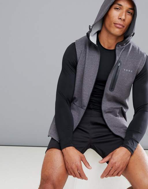 Sleeveless full zip hoodie hot sale