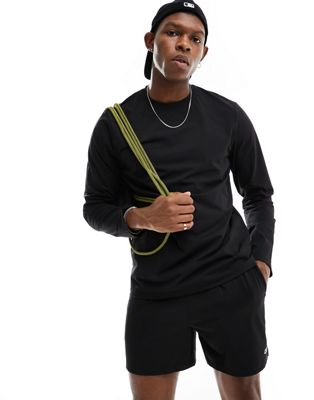 Asos Design 4505 Slim Fit Performance Long Sleeve T-shirt With Quick Dry Fabric In Black
