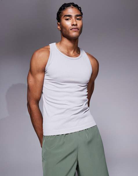 ASOS 4505 slim fit seamless ribbed singlet in grey marl - view 1
