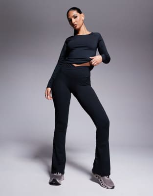 Asos Design 4505 Cropped Hoodie In Active Rib In Black