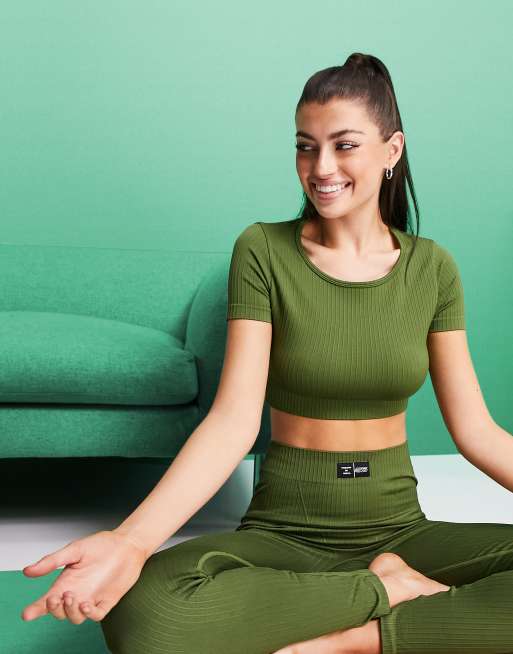 ASOS 4505 - Sømløs cropped top i ribstrik