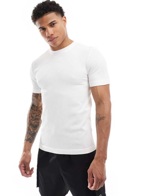 ASOS 4505 - Sømløs, ribbet og tætsiddende trænings-t-shirt