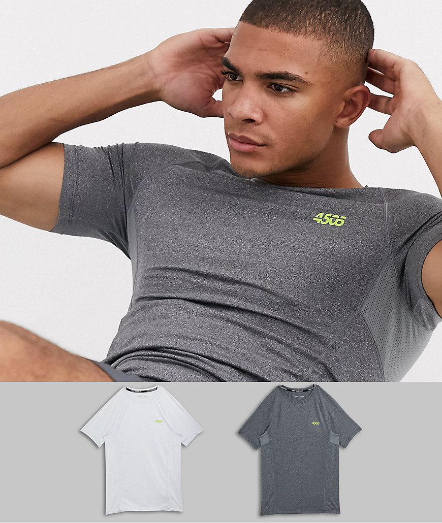 ASOS 4505 – Snabbtorkande t-shirt i muscle fit i 2-pack SPARA-Flerfärgad