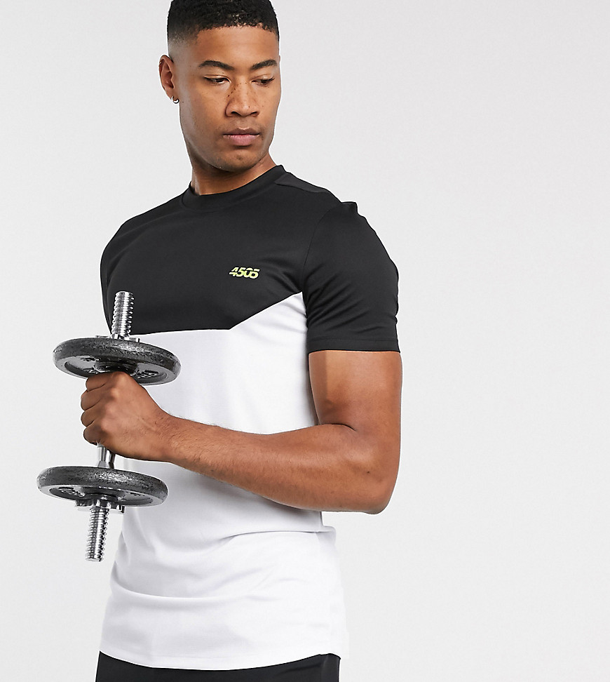 ASOS – 4505 – Snabbtorkande träningst-shirt i tall-passform med kontrastpanel-Svart
