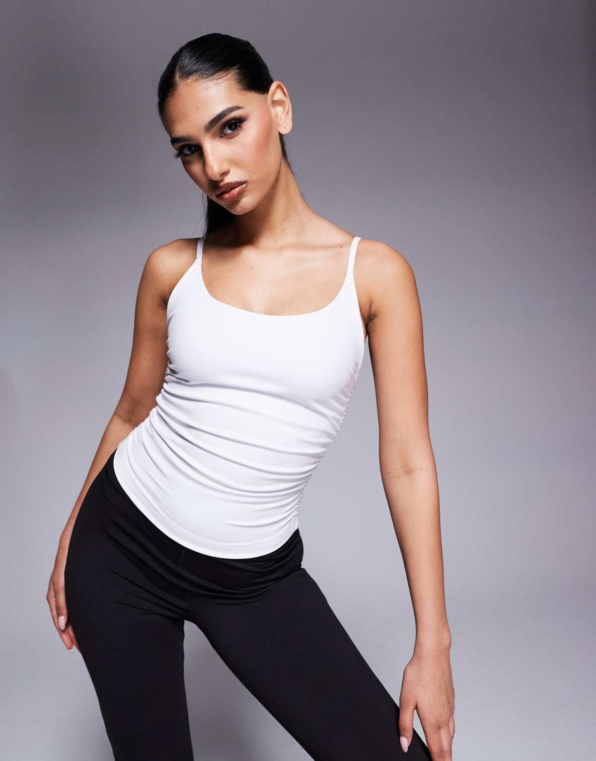 ASOS 4505 soft touch cami with ruched side in white