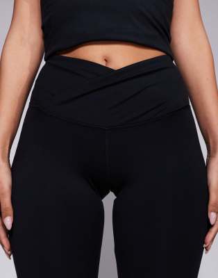Asos 4505 Soft Touch Slim Kick Legging With Wrap Waist In Black
