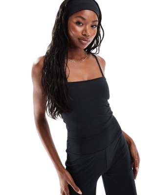 Asos 4505 Soft Touch Vest With Inner Bra And Adjustable Straps In Black