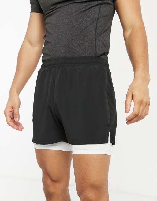 ASOS 4505 - Sorte 2-i-1-løbeshorts på 18 cm 