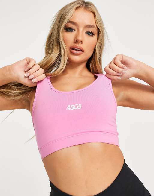 ASOS 4505 - Soutien-gorge de sport en coton à encolure dégagée et logo emblématique 