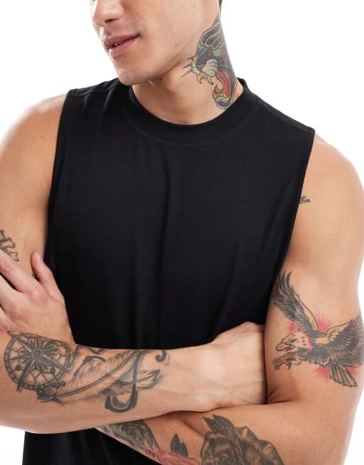 ASOS 4505 Sport Tanktop aus Performance Netzstoff in Schwarz mit Oversize Schnitt ASOS