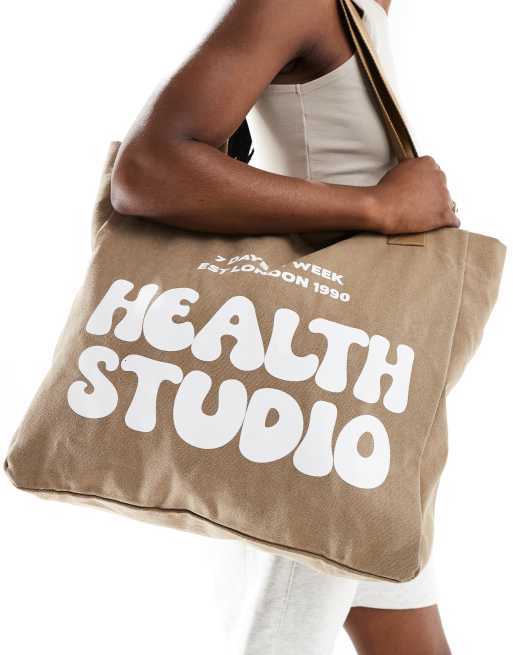 ASOS 4505 Studio – Bawełniana torba typu tote w kolorze kawy z mlekiem z efektem sprania