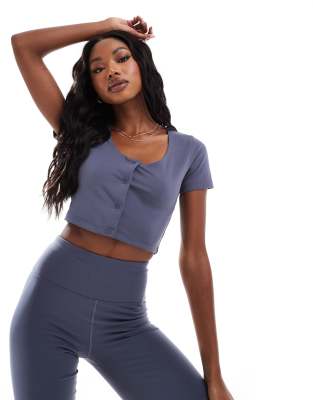 Asos 4505 Studio Soft Touch Cardigan In Slate Blue