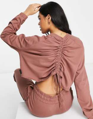 ASOS 4505 studio sweat with ruch detail in wash - part of a set-Brown