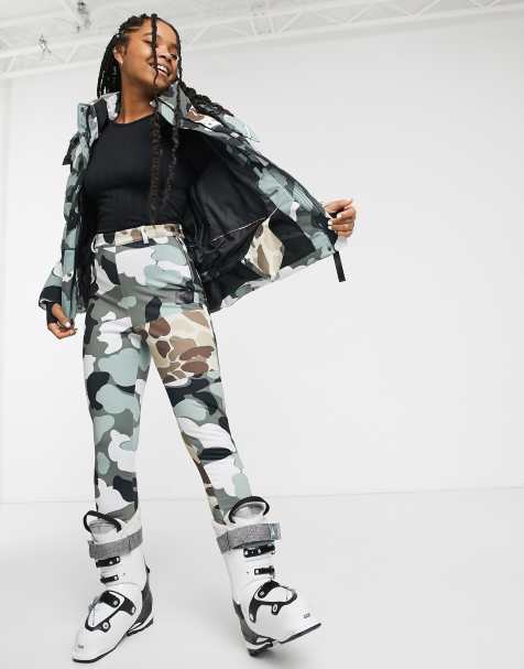 ASOS 4505 – Superenge Skihose mit Stegdesign und Military-Muster