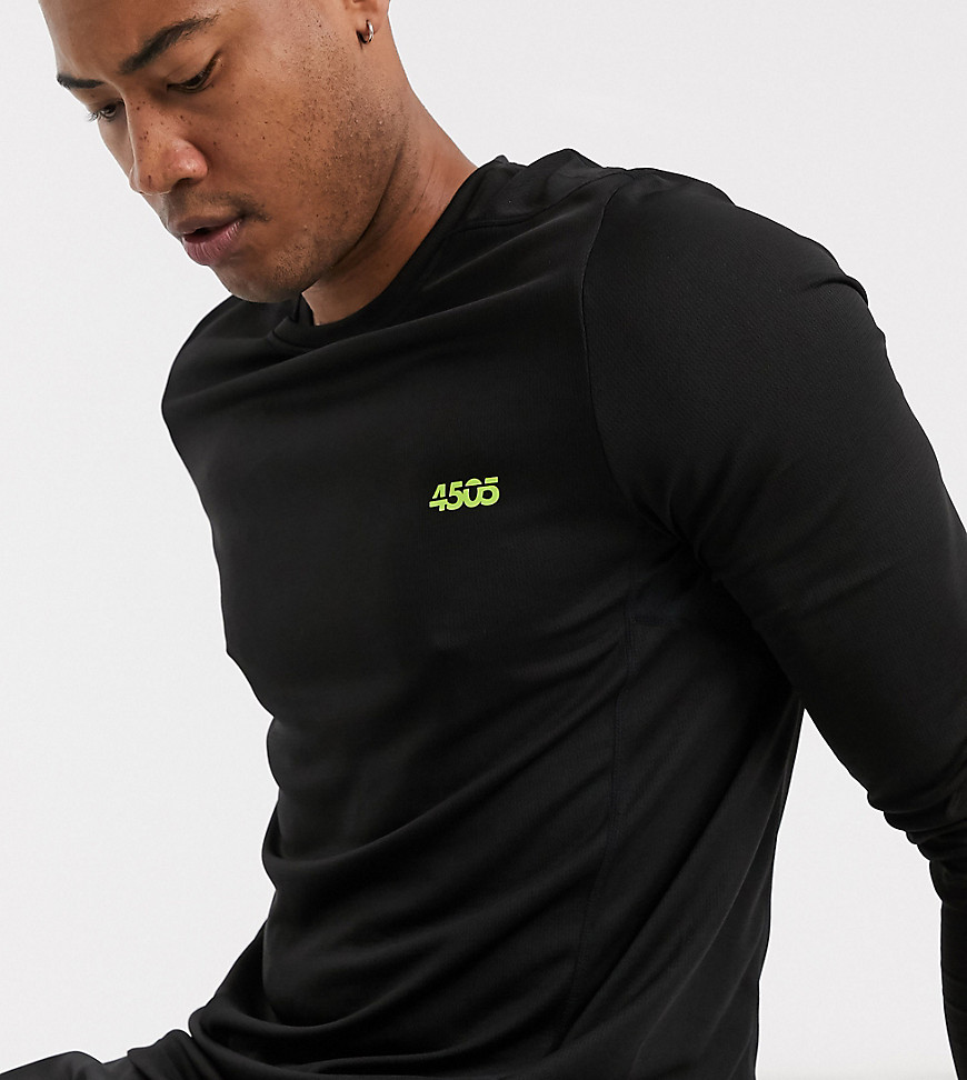 ASOS 4505 – Svart, långärmad t-shirt i tall-modell till träningen