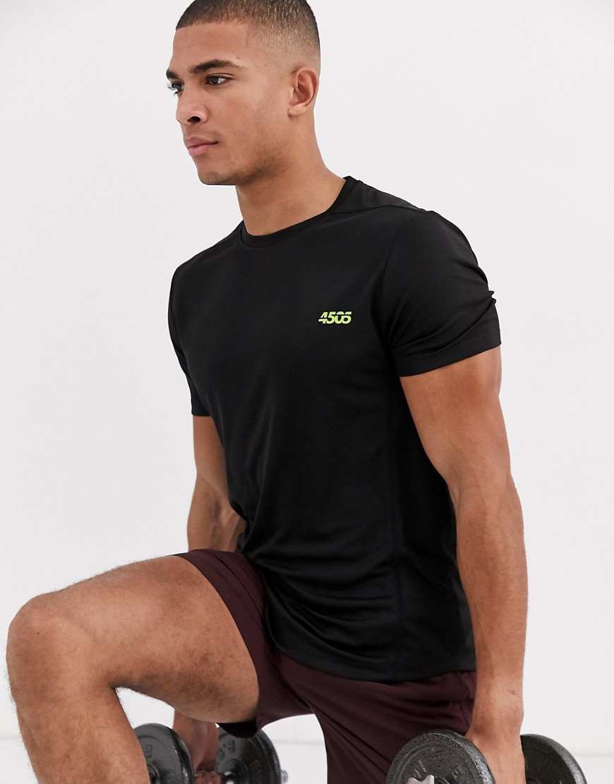 ASOS 4505 – Svart tränings-t-shirt i snabbtorkande material-Flerfärgad