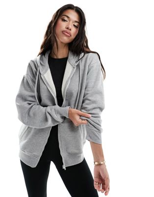 ASOS 4505 oversized zip through hoodie in grey marl - LGREY  - ASOS Price Checker