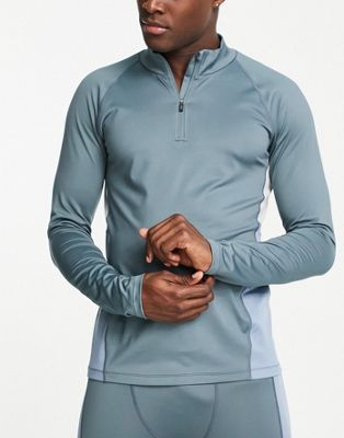 T-shirts et débardeurs 4505 - Sweat de sport chaud avec col zippé et empiècement contrastant