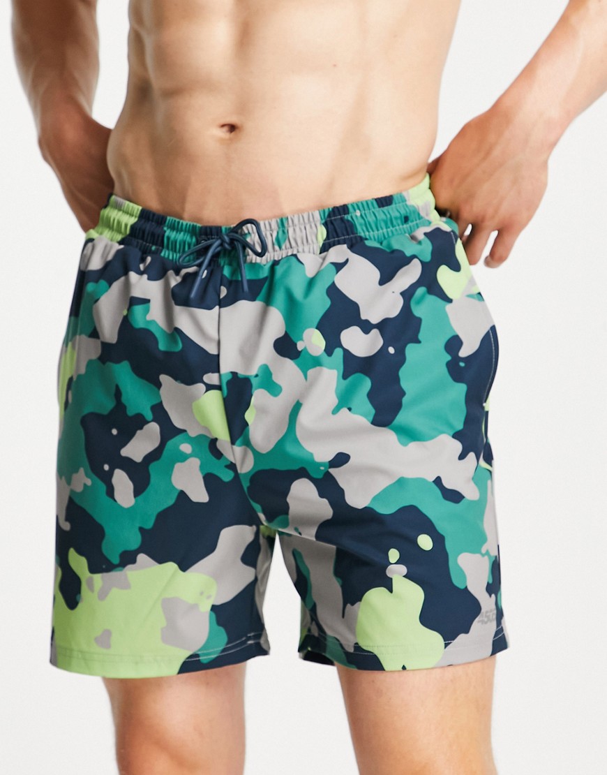 ASOS 4505 swim shorts with camo print-Multi