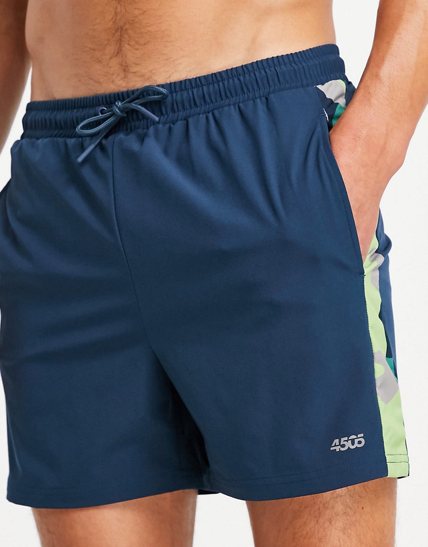 ASOS 4505 swim shorts with camo stripe-Black