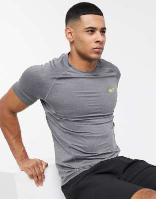 ASOS 4505 – Szary t-shirt treningowy o kroju podkreślającym sylwetkę, z szybkoschnącego materiału