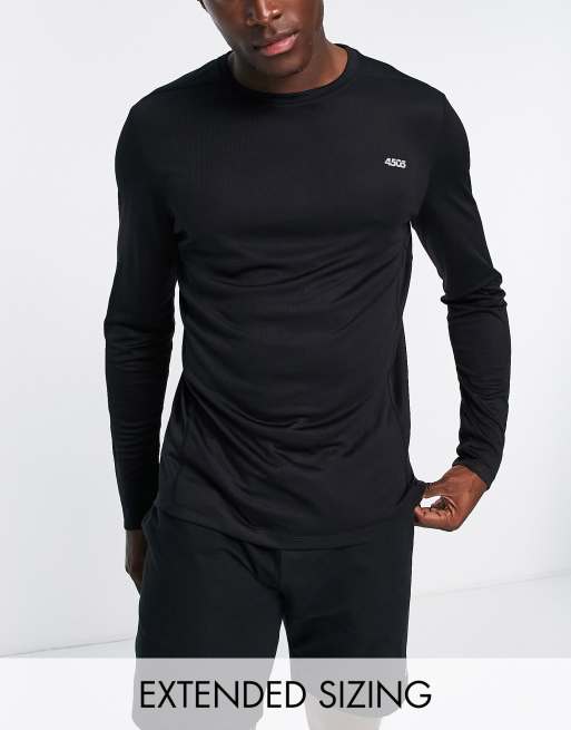 ASOS 4505 – Szary treningowy T-shirt z szybkoschnącego materiału z długim rękawem  