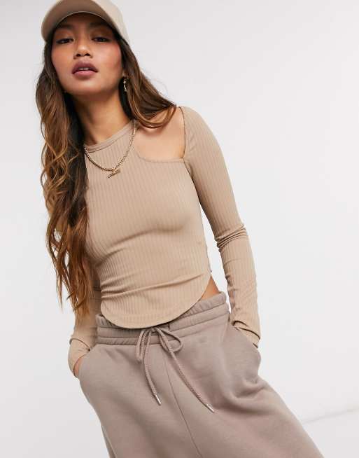 ASOS 4505 - T-shirt à manches longues avec découpe sur l'épaule