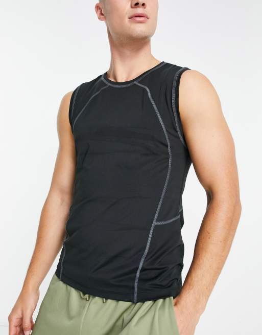 ASOS 4505 – T-shirt bez rękawów o kroju podkreślającym sylwetkę z konturowymi przeszyciami