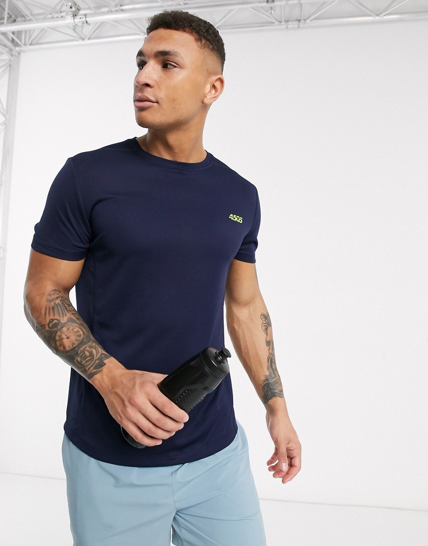 ASOS 4505 - T-shirt da allenamento ad asciugatura rapida blu navy con logo
