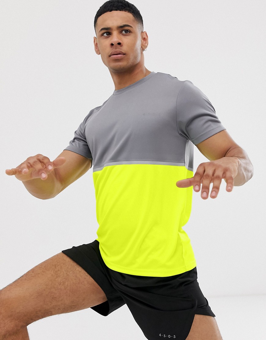 ASOS 4505 - T-shirt da allenamento ad asciugatura rapida con pannello fluo a contrasto-Multicolore