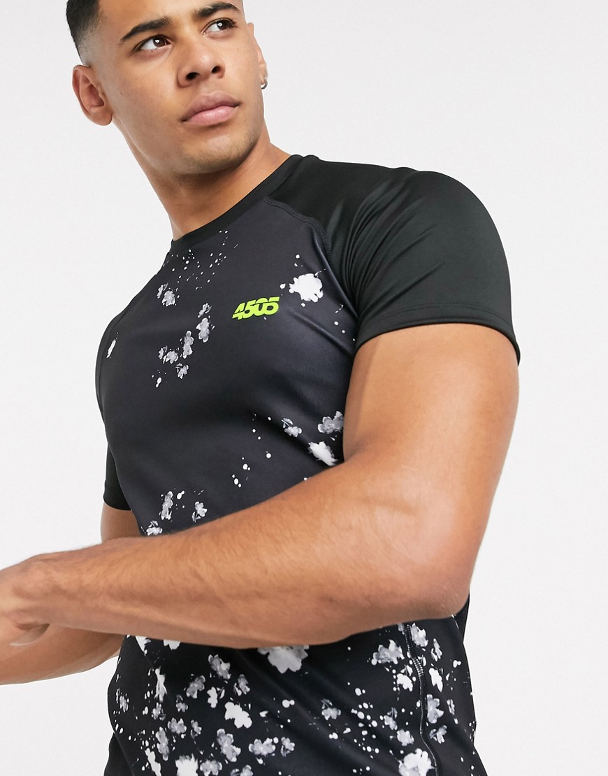 ASOS 4505 - T-shirt da allenamento attillata con stampa floreale-Nero