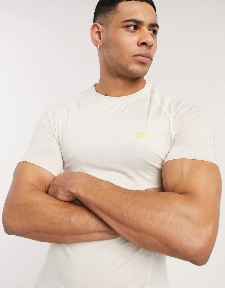 ASOS 4505 - T-shirt da allenamento attillata in tessuto quick dry con icona color crema
