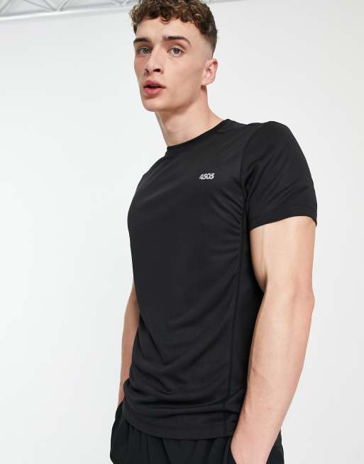 ASOS 4505 - T-shirt da allenamento con logo in tessuto ad asciugatura rapida nera 