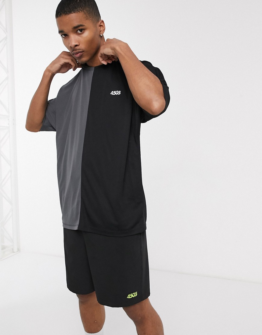ASOS 4505 - T-shirt da allenamento oversize con pannello a contrasto-Nero