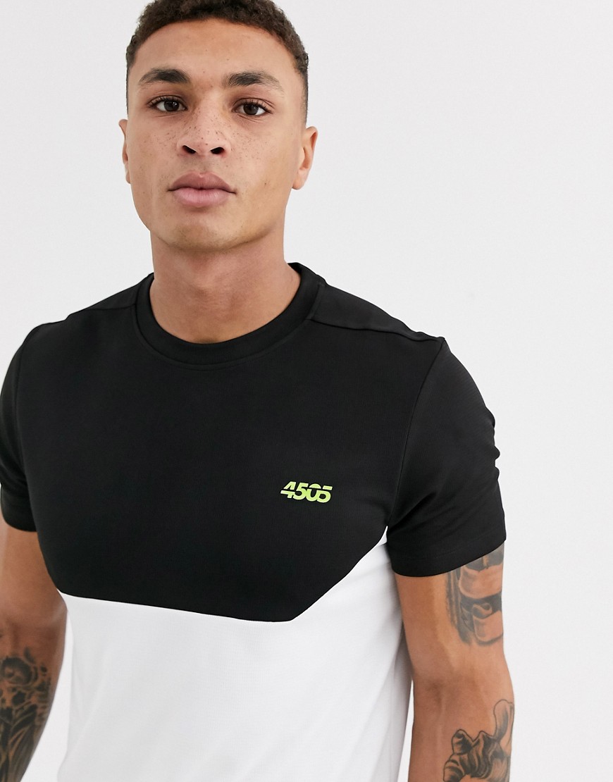 ASOS 4505 - T-shirt da allenamento quick dry con pannello a contrasto-Nero
