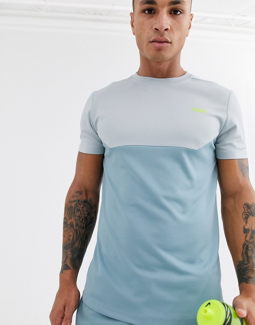 ASOS 4505 - T-shirt da allenamento quick dry con pannello a contrasto-Grigio