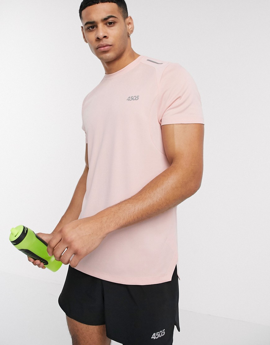 ASOS 4505 - T-shirt da running con fondo asimmetrico e pannelli in rete-Rosa
