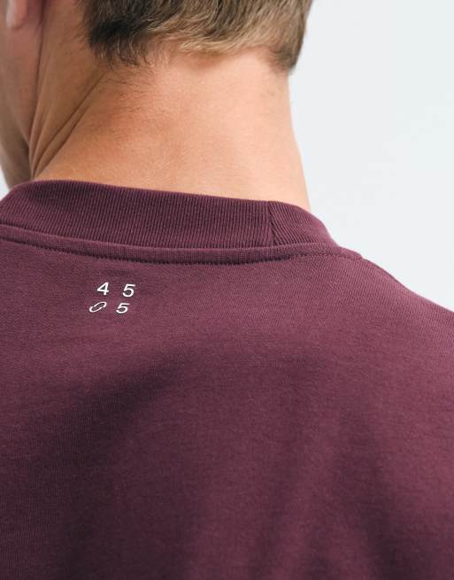 ASOS 4505 t-shirt i oversize med dubbla lager ärmar i maroon och off white, 4 av 5