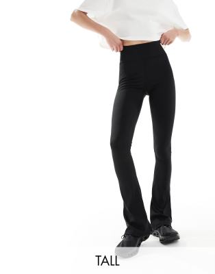 ASOS 4505 Tall - Ausgestellte Sport-Leggings in Schwarz mit feiner Rippenstruktur