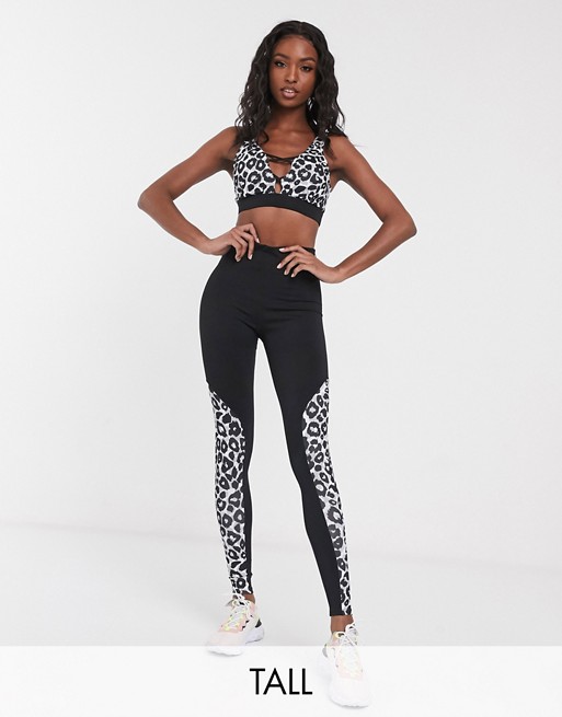 ASOS 4505 Tall exclusive high waisted legging with panelled animal